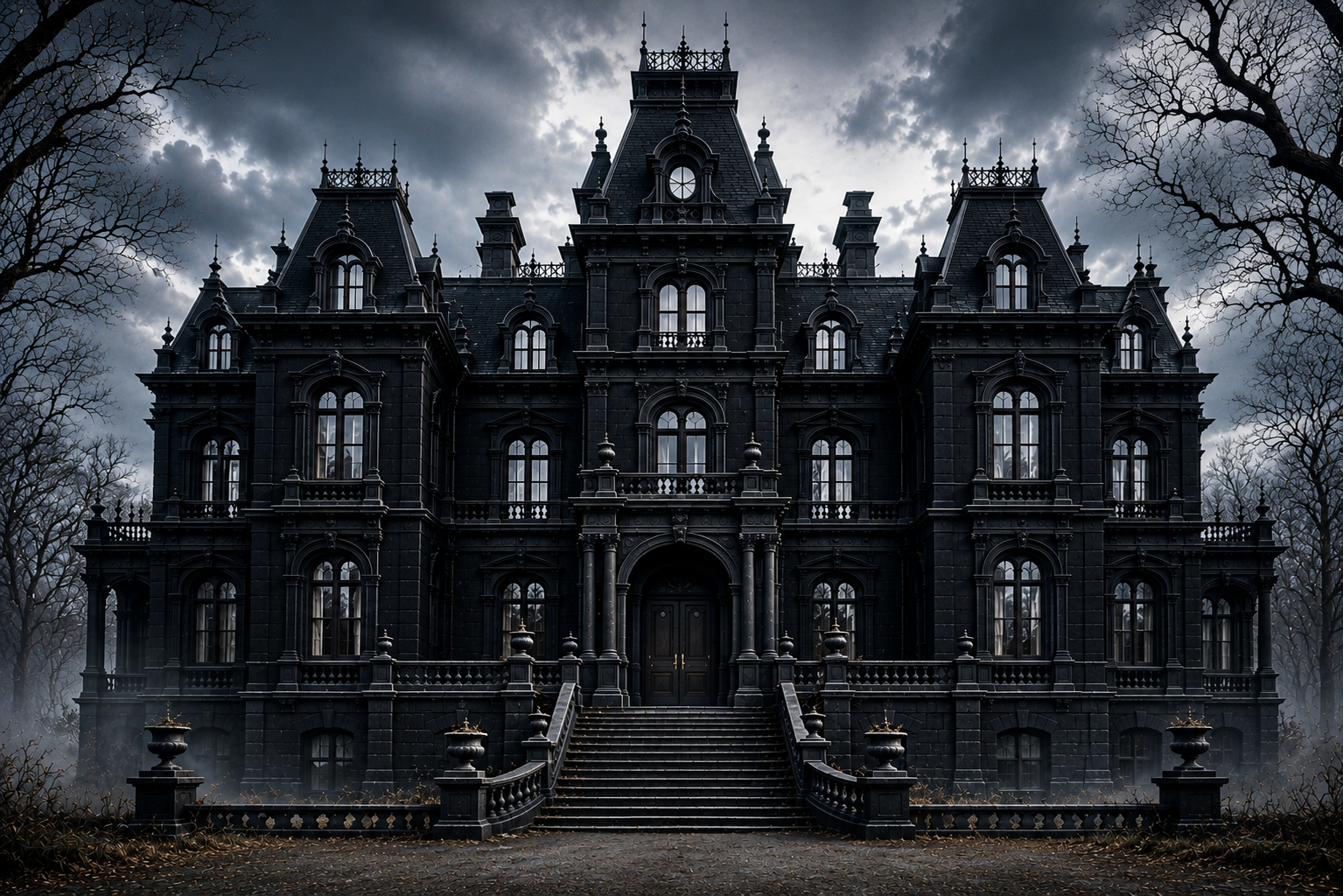 Requiem Estate, a massive seventeenth-century manor of polished black limestone hidden deep within the forests of Exeter, Rhode Island.